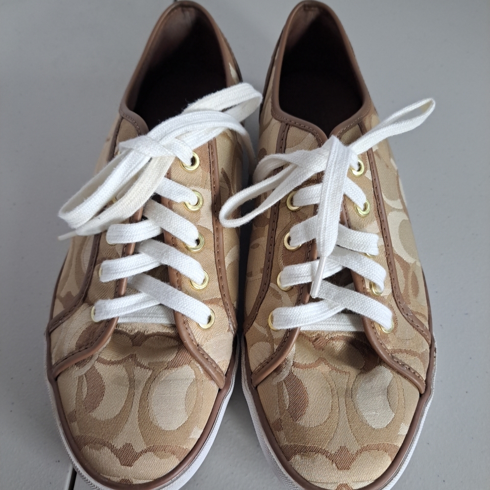 COACH Q998 DEE GOLD LACE UP SNEAKERS SIZE 9.5B